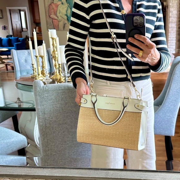 Chic & Versatile! Nanette Lepore Erika Satchel in White & Tan  Everyday Elegance - Picture 2 of 5